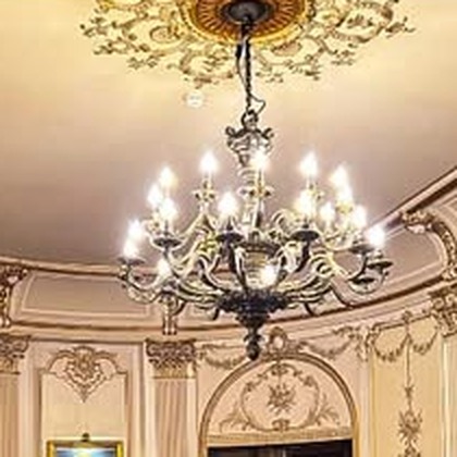 A chandelier in the function room at the Novello Theatre, London